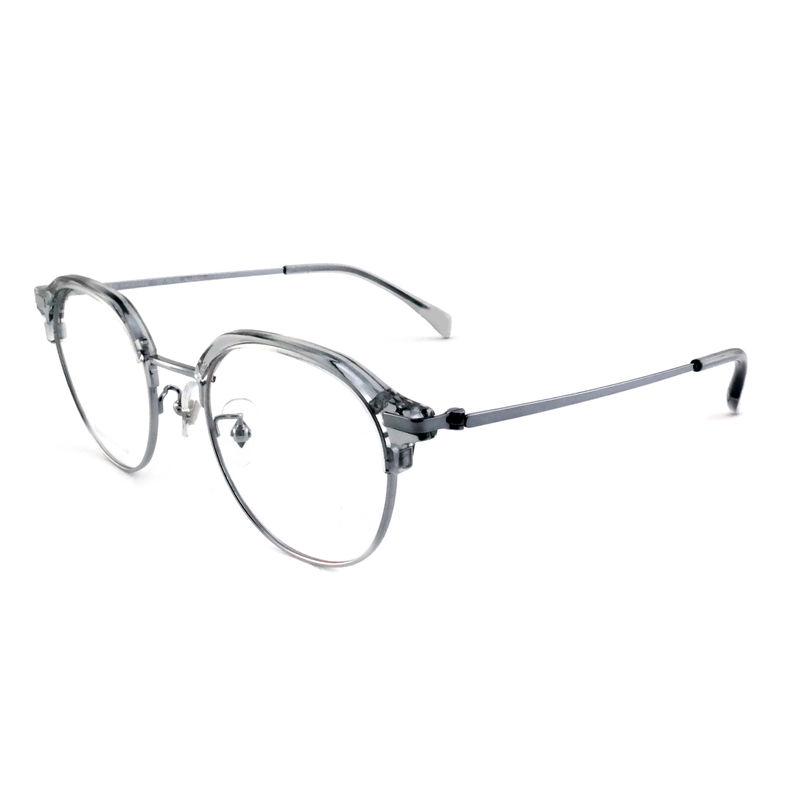 FP2713 Vintage yuvarlak asetat metal gözlükler Unisex hafif gözlük