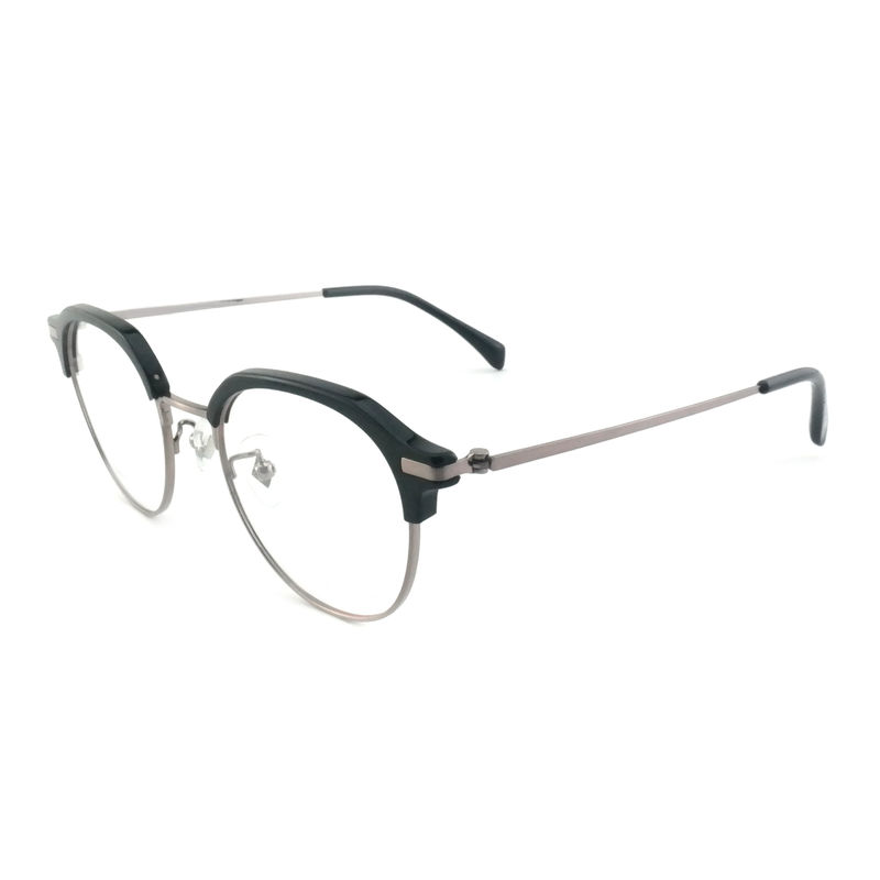 FP2713 Vintage yuvarlak asetat metal gözlükler Unisex hafif gözlük