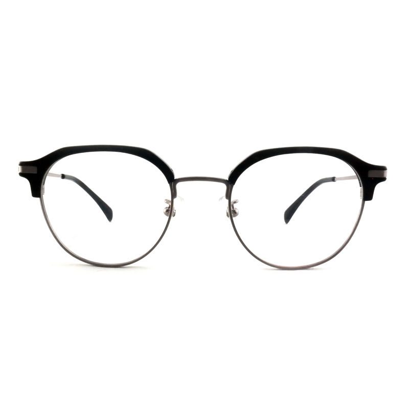 FP2713 Vintage yuvarlak asetat metal gözlükler Unisex hafif gözlük
