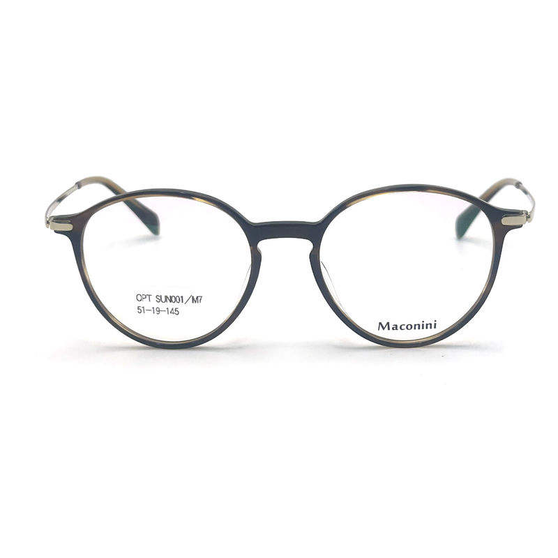 OPT SUN001 Yüksek esneklik templesli asetat optik çerçeve trendli yuvarlak stil moda görünüm