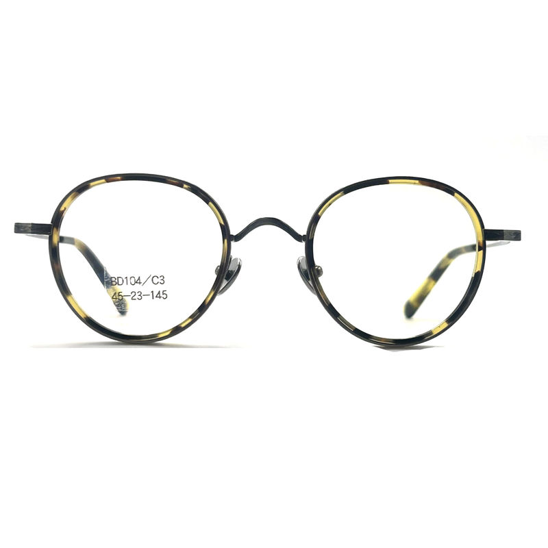 BD104 Vintage-Tam çerçeve asetat metal çerçeveleri - Stil Moda Çerçeve